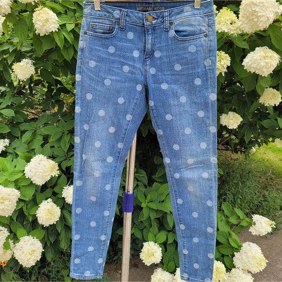 Michael Michael Kors Selma Skinny Polka Dot Jeans size 2P - Picture 1 of 16